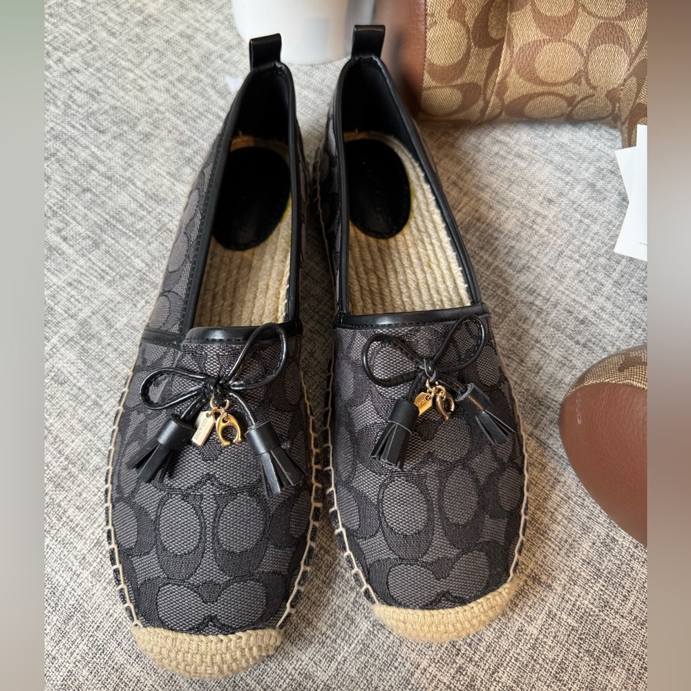 SOLD$159(NEW) COACH Carson Signature Jacquard Upper Logo Espdrille.